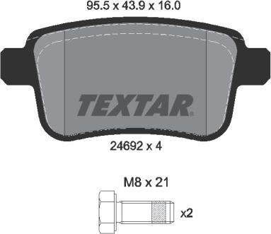 Textar 2469204 - Bremžu uzliku kompl., Disku bremzes www.autospares.lv