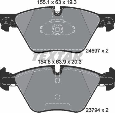 Textar 2469701 - Тормозные колодки, дисковые, комплект www.autospares.lv