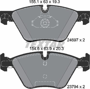 Textar 2469781 - Bremžu uzliku kompl., Disku bremzes autospares.lv