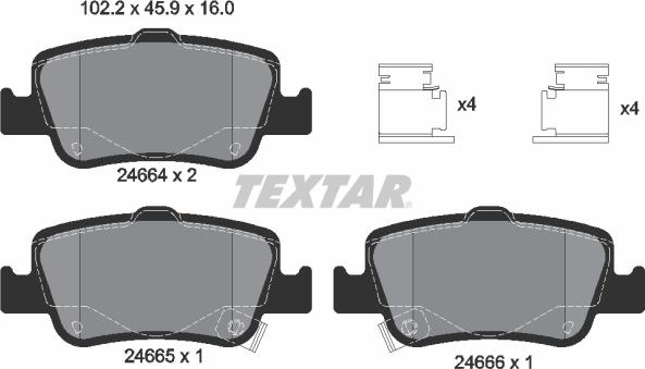 Textar 2466401 - Brake Pad Set, disc brake www.autospares.lv