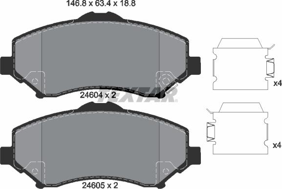 Textar 2460401 - Bremžu uzliku kompl., Disku bremzes www.autospares.lv