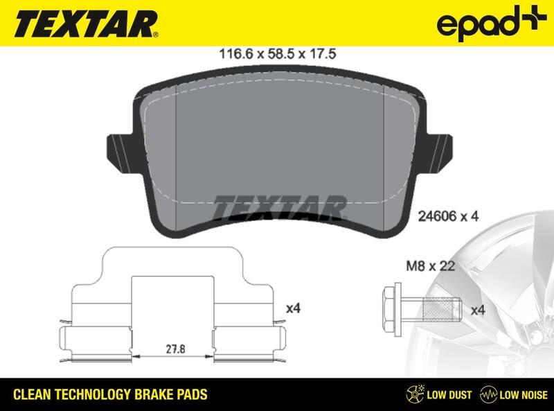 Textar 2460601CP - Тормозные колодки, дисковые, комплект www.autospares.lv