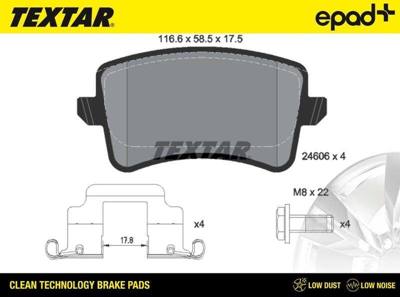 Textar 2460602CP - Bremžu uzliku kompl., Disku bremzes www.autospares.lv