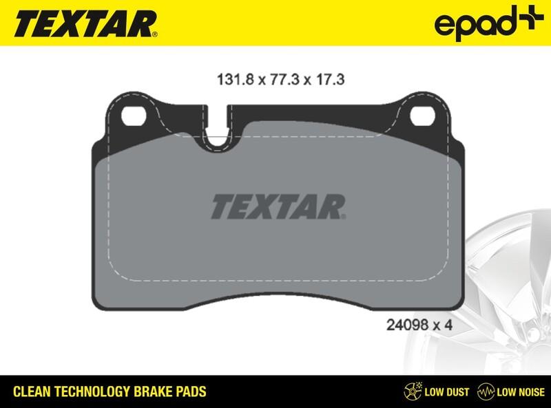 Textar 2409801CP - Bremžu uzliku kompl., Disku bremzes www.autospares.lv