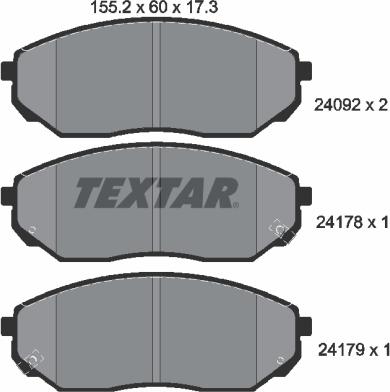 Textar 2409201 - Bremžu uzliku kompl., Disku bremzes www.autospares.lv