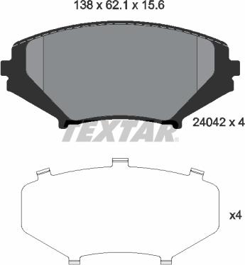 Textar 2404201 - Bremžu uzliku kompl., Disku bremzes www.autospares.lv