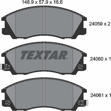 Textar 2405901 - Bremžu uzliku kompl., Disku bremzes www.autospares.lv