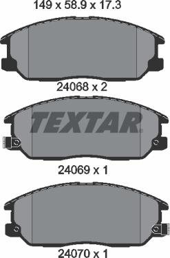 Textar 2406801 - Тормозные колодки, дисковые, комплект www.autospares.lv