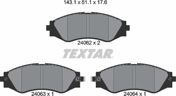 Textar 2406201 - Bremžu uzliku kompl., Disku bremzes www.autospares.lv