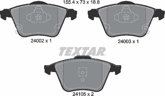 Textar 2400201 - Bremžu uzliku kompl., Disku bremzes www.autospares.lv