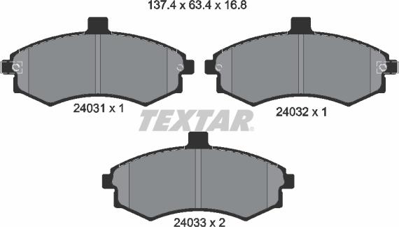 Textar 2403101 - Bremžu uzliku kompl., Disku bremzes www.autospares.lv