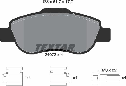 Textar 2407201 - Brake Pad Set, disc brake www.autospares.lv