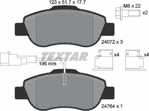 Textar 2407202 - Brake Pad Set, disc brake www.autospares.lv