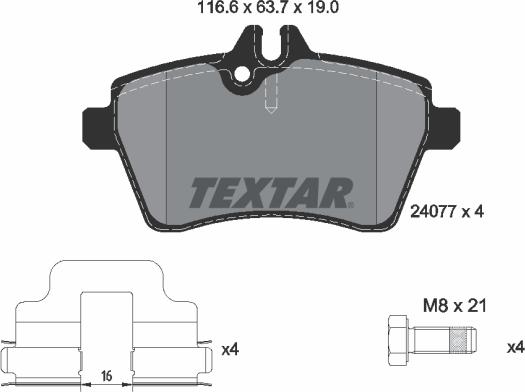 Textar 2407701 - Bremžu uzliku kompl., Disku bremzes www.autospares.lv