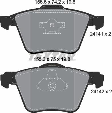 Textar 2414101 - Тормозные колодки, дисковые, комплект www.autospares.lv