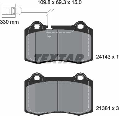 Textar 2414301 - Тормозные колодки, дисковые, комплект www.autospares.lv