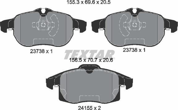 Textar 2415501 - Brake Pad Set, disc brake www.autospares.lv