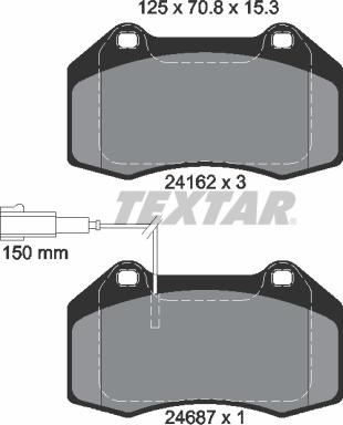 Textar 2416202 - Bremžu uzliku kompl., Disku bremzes www.autospares.lv