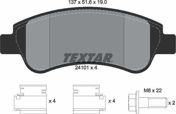 Textar 2410101 - Bremžu uzliku kompl., Disku bremzes www.autospares.lv