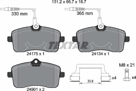 Textar 2417501 - Bremžu uzliku kompl., Disku bremzes autospares.lv