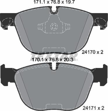 Textar 2417001 - Bremžu uzliku kompl., Disku bremzes www.autospares.lv