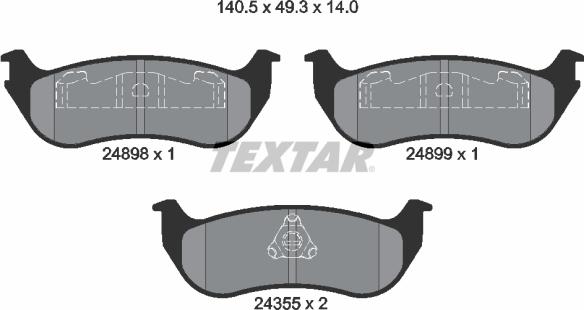 Textar 2489801 - Тормозные колодки, дисковые, комплект www.autospares.lv