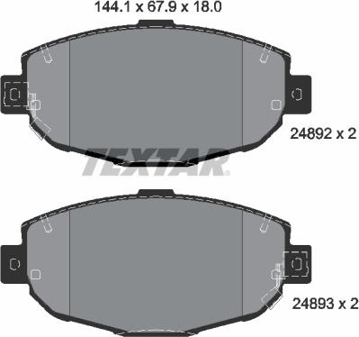 Textar 2489201 - Тормозные колодки, дисковые, комплект www.autospares.lv