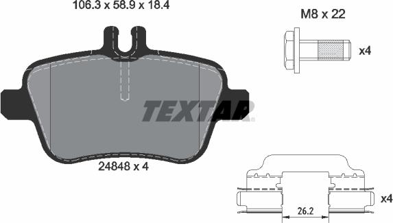 Textar 2484805 - Bremžu uzliku kompl., Disku bremzes www.autospares.lv