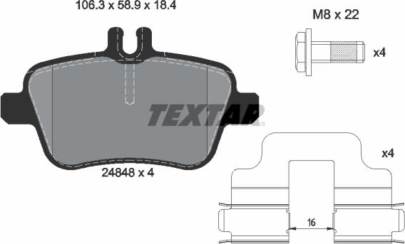 Textar 2484803 - Bremžu uzliku kompl., Disku bremzes www.autospares.lv