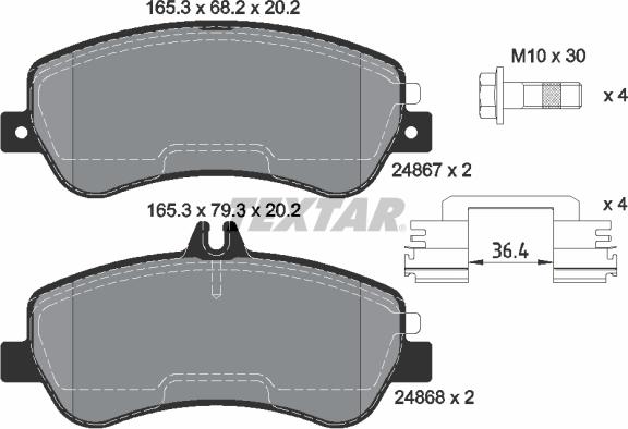 Textar 2486701 - Bremžu uzliku kompl., Disku bremzes www.autospares.lv