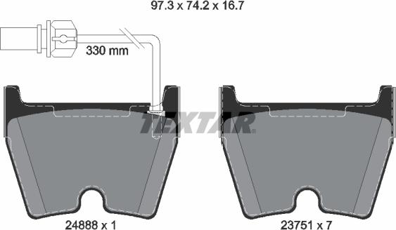 Textar 2488801 - Bremžu uzliku kompl., Disku bremzes www.autospares.lv