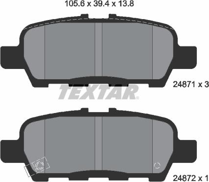 Textar 2487101 - Bremžu uzliku kompl., Disku bremzes www.autospares.lv