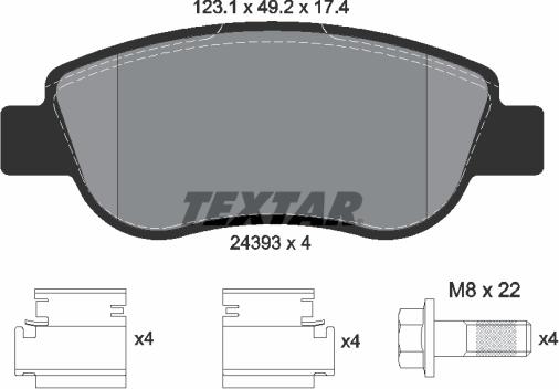 Textar 2439301 - Brake Pad Set, disc brake www.autospares.lv