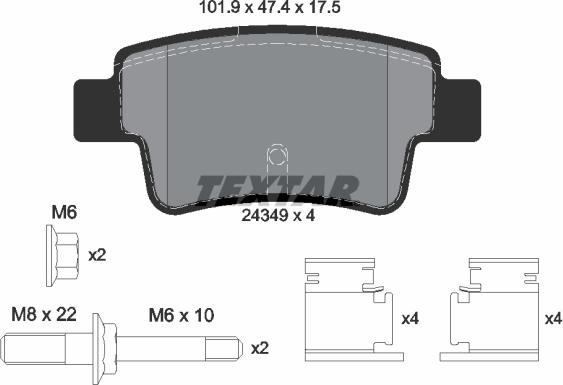 Textar 2434903 - Тормозные колодки, дисковые, комплект www.autospares.lv