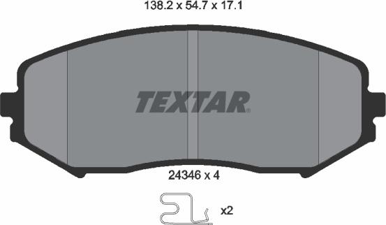 Textar 2434601 - Тормозные колодки, дисковые, комплект www.autospares.lv