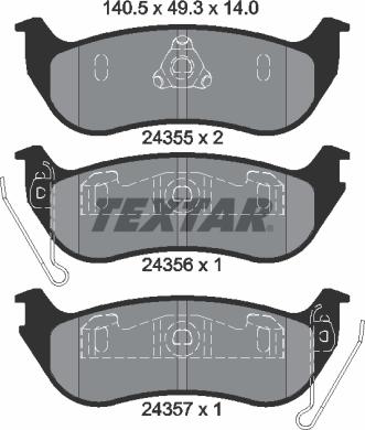 Textar 2435501 - Bremžu uzliku kompl., Disku bremzes www.autospares.lv