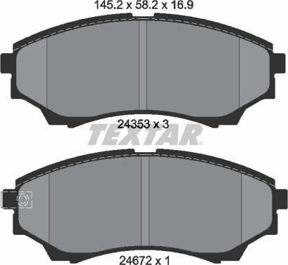 Textar 2435301 - Brake Pad Set, disc brake www.autospares.lv