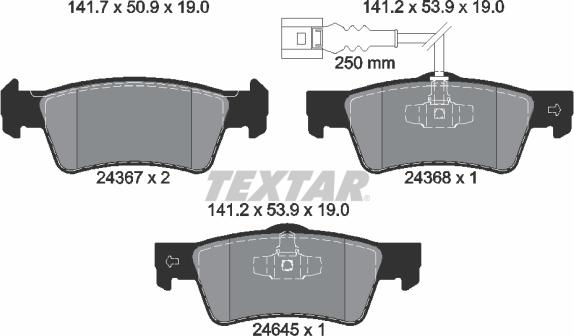 Textar 2436704 - Тормозные колодки, дисковые, комплект www.autospares.lv