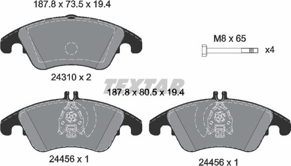 Textar 2431001 - Bremžu uzliku kompl., Disku bremzes autospares.lv