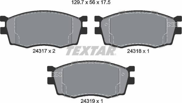 Textar 2431701 - Тормозные колодки, дисковые, комплект www.autospares.lv