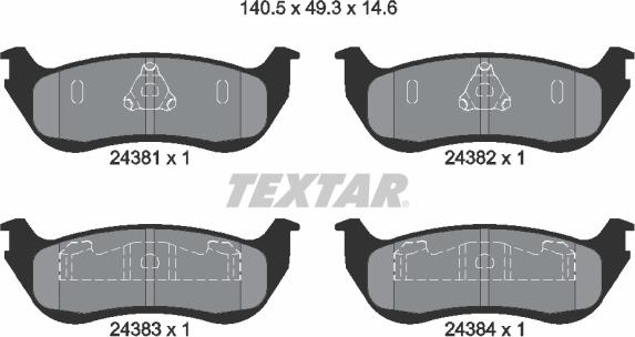 Textar 2438101 - Тормозные колодки, дисковые, комплект www.autospares.lv