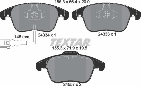 Textar 2433401 - Тормозные колодки, дисковые, комплект www.autospares.lv