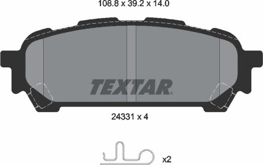 Textar 2433101 - Тормозные колодки, дисковые, комплект www.autospares.lv