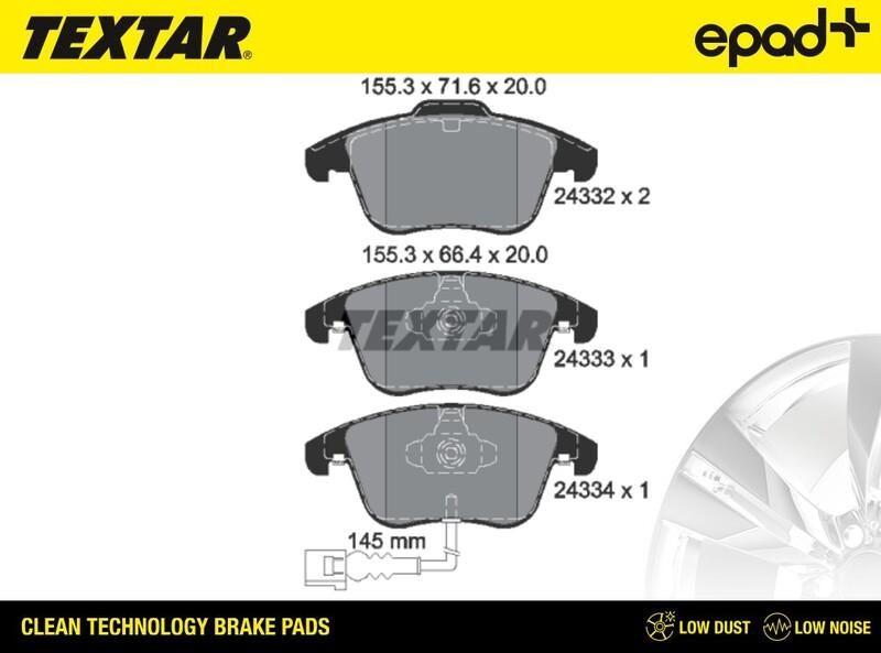 Textar 2433301CP - Bremžu uzliku kompl., Disku bremzes www.autospares.lv