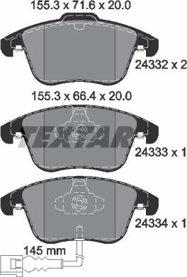 Textar 2433301 - Brake Pad Set, disc brake www.autospares.lv