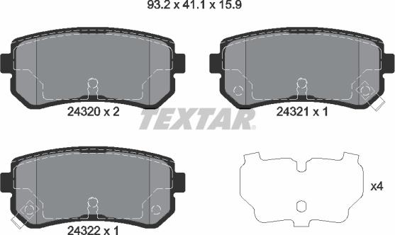 Textar 2432001 - Bremžu uzliku kompl., Disku bremzes www.autospares.lv