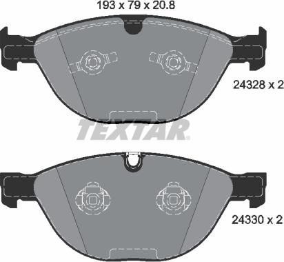 Textar 2432801 - Bremžu uzliku kompl., Disku bremzes www.autospares.lv