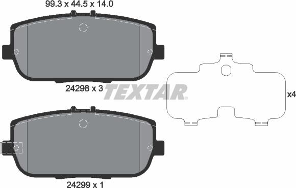 Textar 2429801 - Bremžu uzliku kompl., Disku bremzes www.autospares.lv