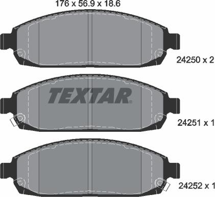 Textar 2425001 - Bremžu uzliku kompl., Disku bremzes autospares.lv