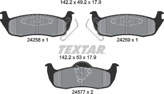 Textar 2425801 - Bremžu uzliku kompl., Disku bremzes www.autospares.lv